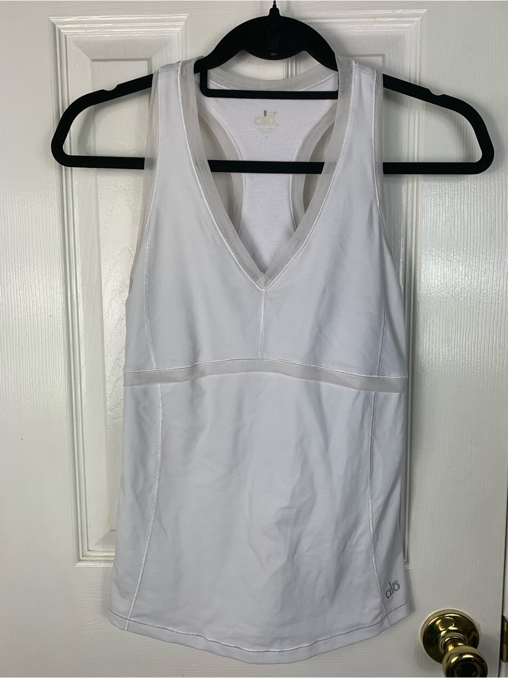 ALO Yoga White Racerback V-Neck Tank Top
